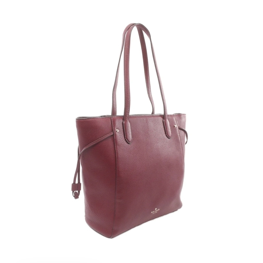 Kate Spade Marti Large Shoulder Bag Bordeaux Pebbled Leather Hobo Bucket - Picture 2 of 7